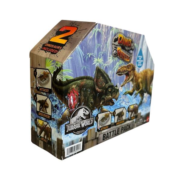 Jurassic World Dino Reveal Battle Pack Version 3 with 2 Figures and Arena Mattel - Picture 1 of 3